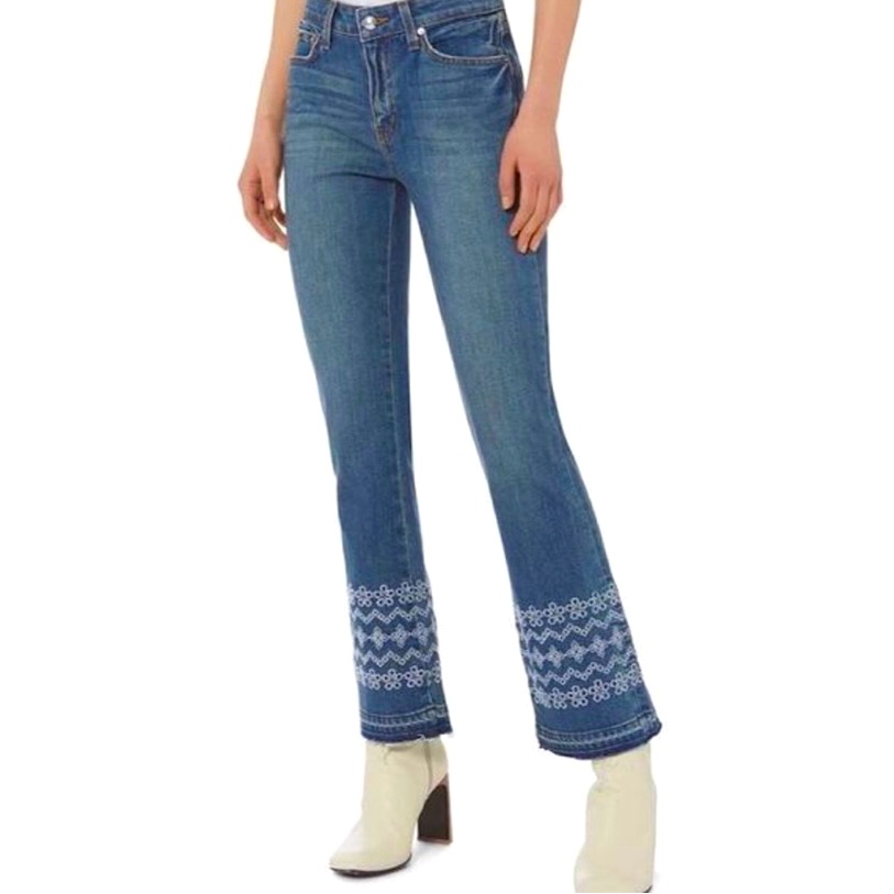 25 Derek Lam Jane Mid-Rise Flip Flop Flared Jeans Je106emsmw Embroidered $395